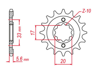 Zębatka przednia 430 14 kawasaki kxf 250`04-'05, suzuki rmz 250 '04'-06 (+1) (jtf430.14)